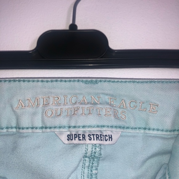 Light Wash Teal AMERICAN EAGLE Ripped Skinny Jeans - Picture 2 of 2